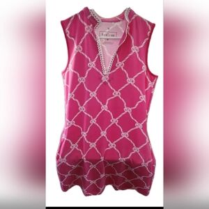 Ana Clare Pink & White Shift Dress M Nautical Design Resortwear Vacation Preppy
